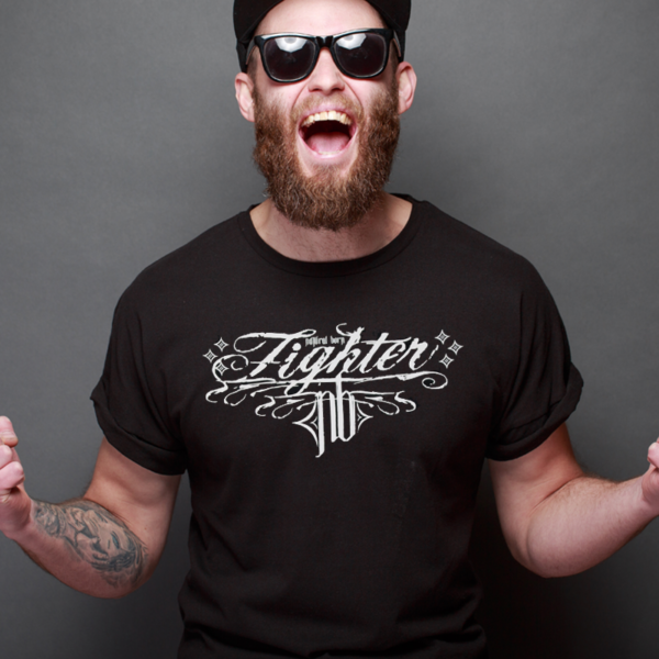 Black Natural Born Fighter Full Logo Shirt